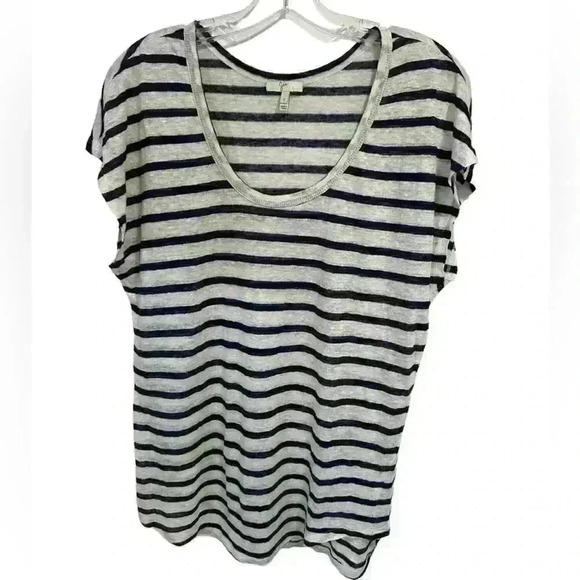 JOIE Keirraih Stripe Black White Linen Tee Women's Size S NWOT - Picture 3 of 7